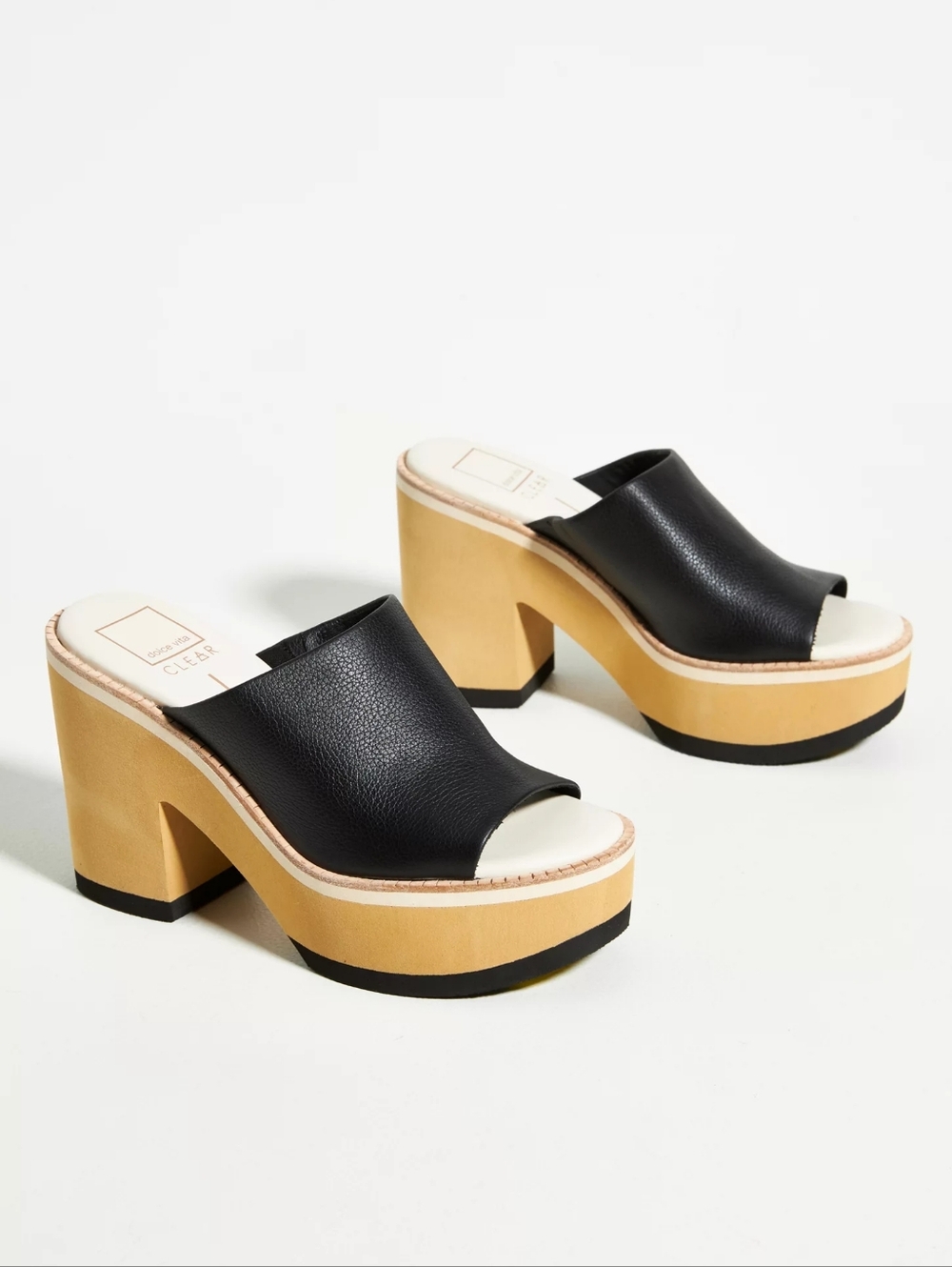 Dolce Vita Clear Emery Black Leather Platform Slide Sandal Women’s Size 11